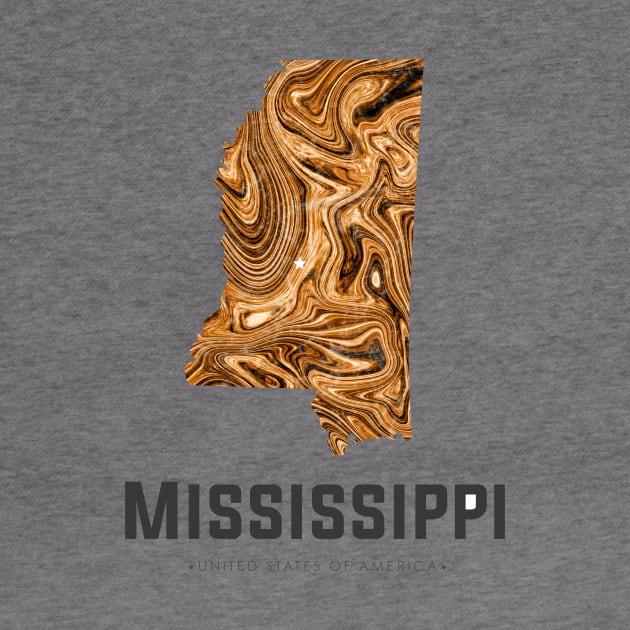 Mississippi state map abstract gold by StudioGrafiikka